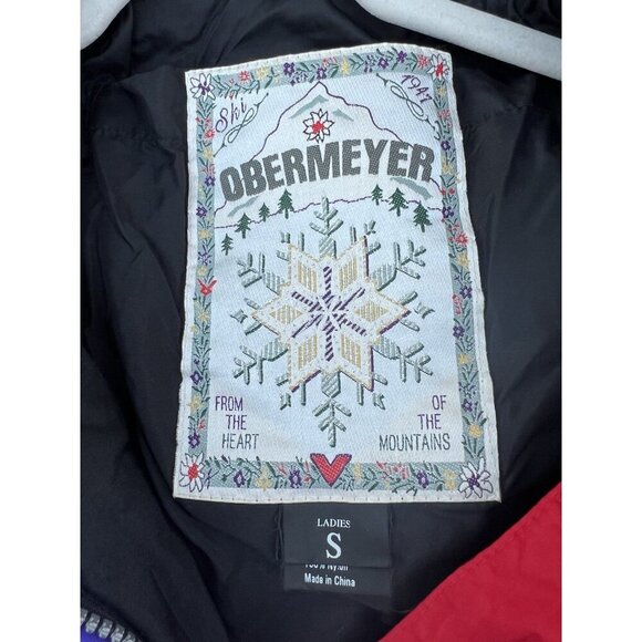 Vintage 90s Obermeyer Scarlett purple floral embroidered ski jacket alpine S - Picture 6 of 16